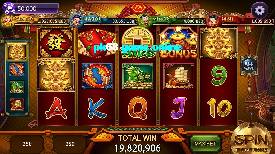 pk68 game online casino presented on mobile device in Pakistan with slots and live games